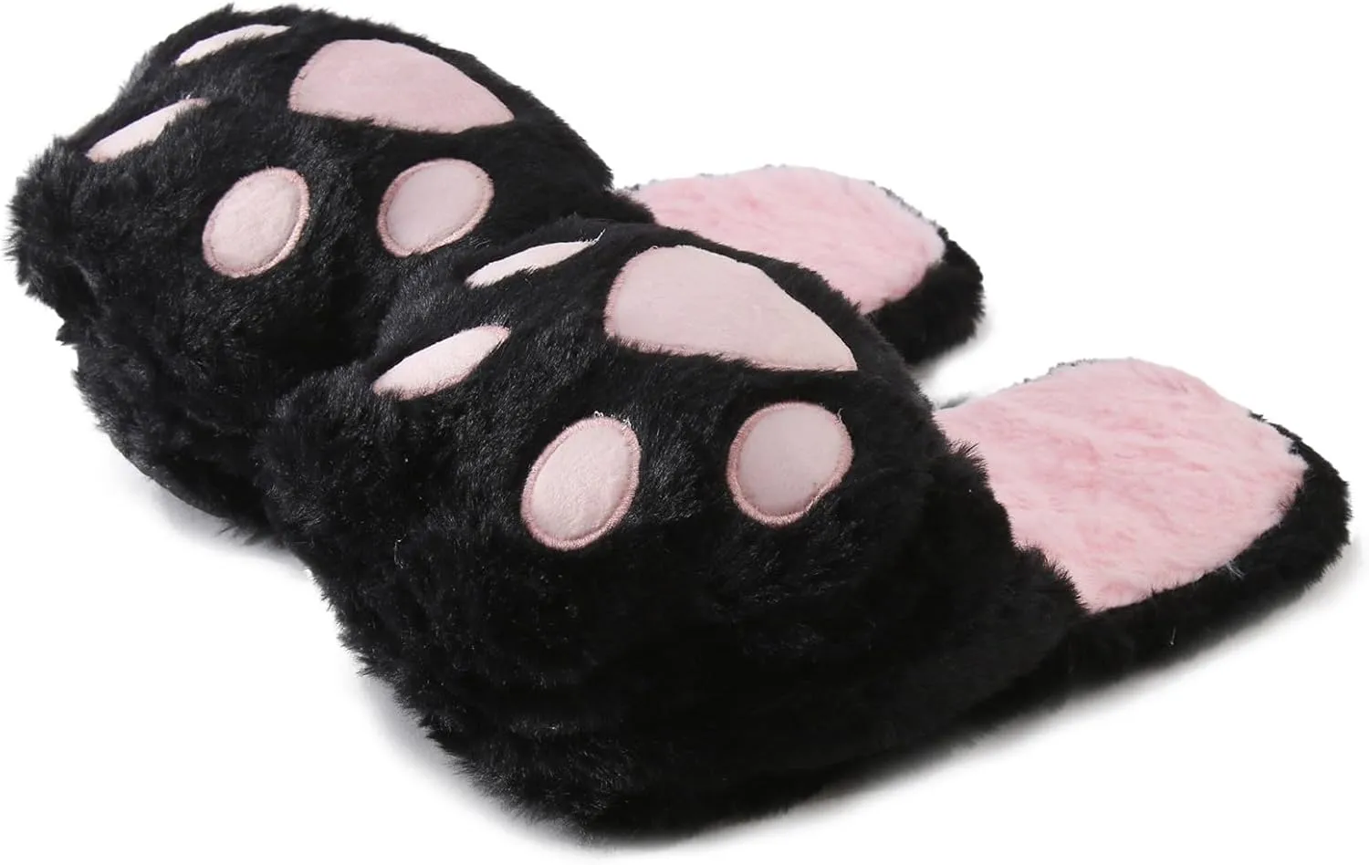 Women's Fuzzy Slippers Simulation Cat Slippers Plus Velvet Warm Summer for Women Memory Foam
