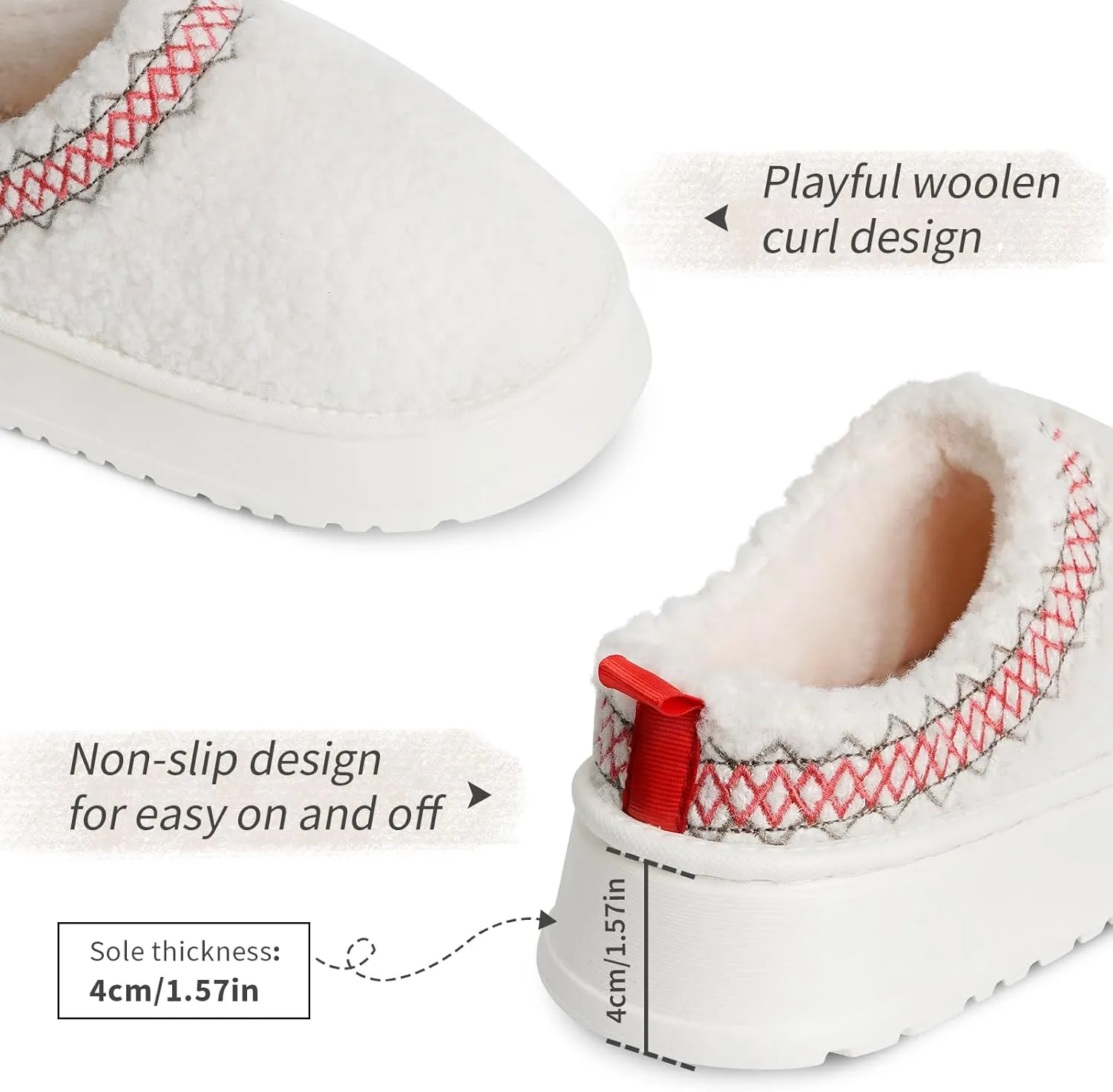 Women's Slippers Platform Mini Boots, Super Light EVA 4cm Thick Sole, Fur Fleece Lined, Cozy and Stylish Slipper for Outdoor Indoor
