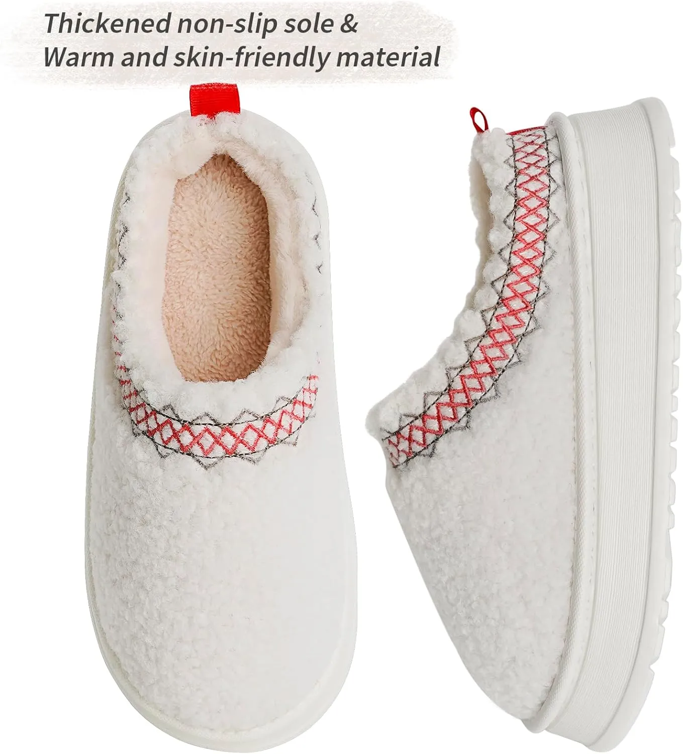 Women's Slippers Platform Mini Boots, Super Light EVA 4cm Thick Sole, Fur Fleece Lined, Cozy and Stylish Slipper for Outdoor Indoor